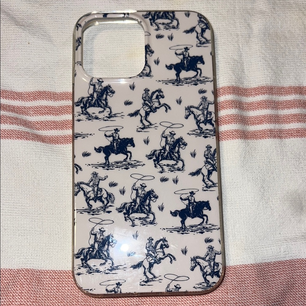 Cowboy Pattern Phone Case - Blue and White